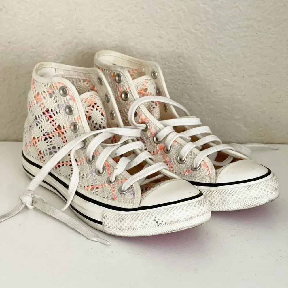 Converse Boho Crochet Hightop Women's Chuck Taylor All Star' cream pink lavender - Picture 11 of 12